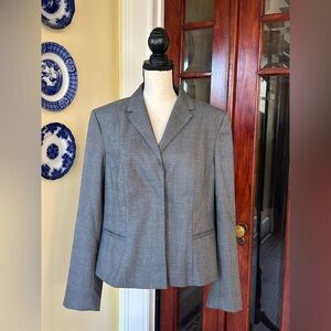 Ann Taylor Factory | Gray Plaid Blazer Jacket, Hidden 3-Button Closure, Size 18